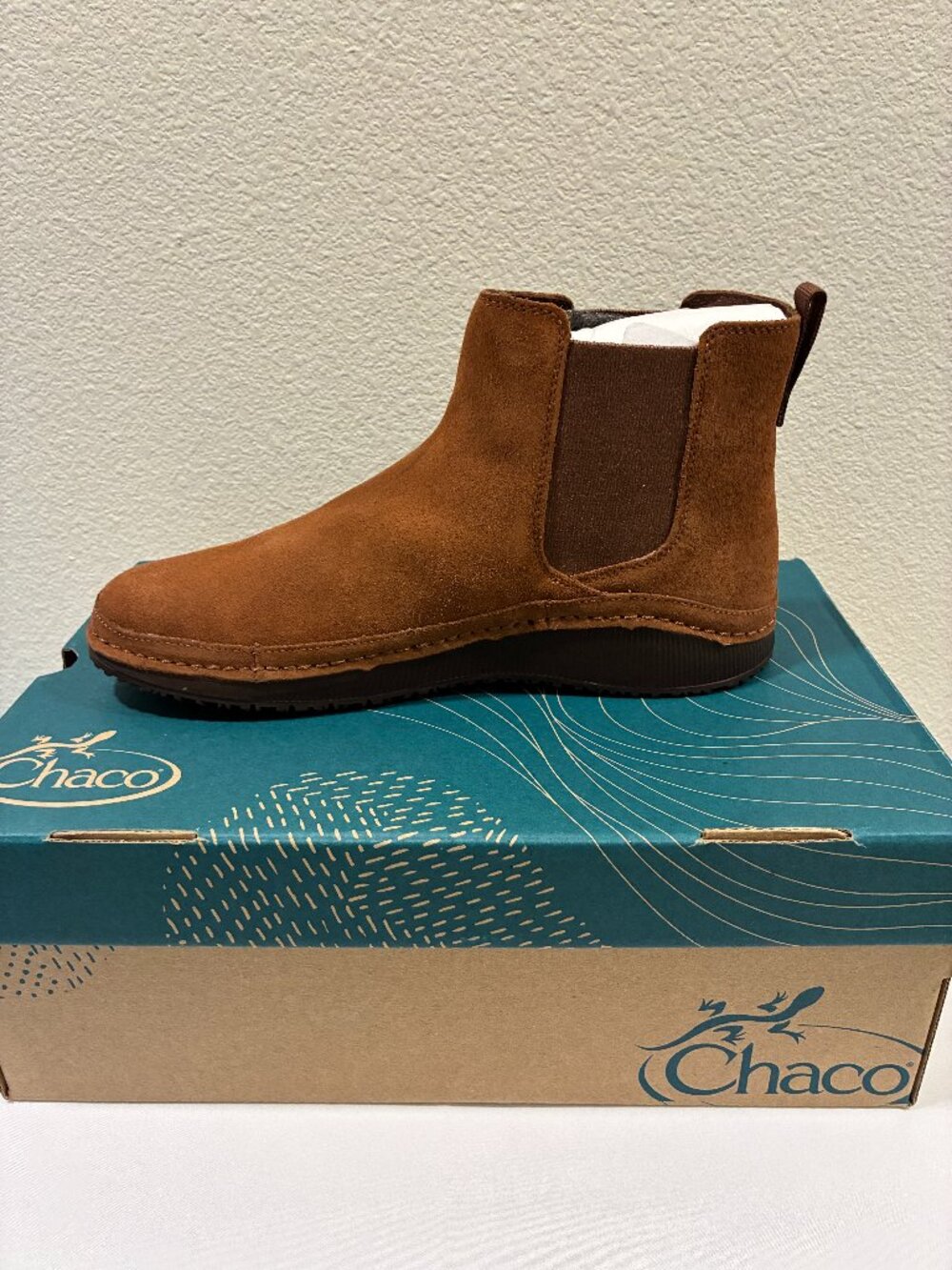 CHACO Paonia Chelsea Gusset Slip In Suede Booties Cinnamon Brown Women 10 NWT
